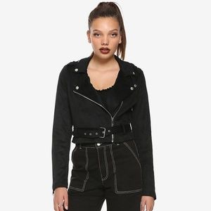 Hot Topic Black Faux Suede Moto Jacket